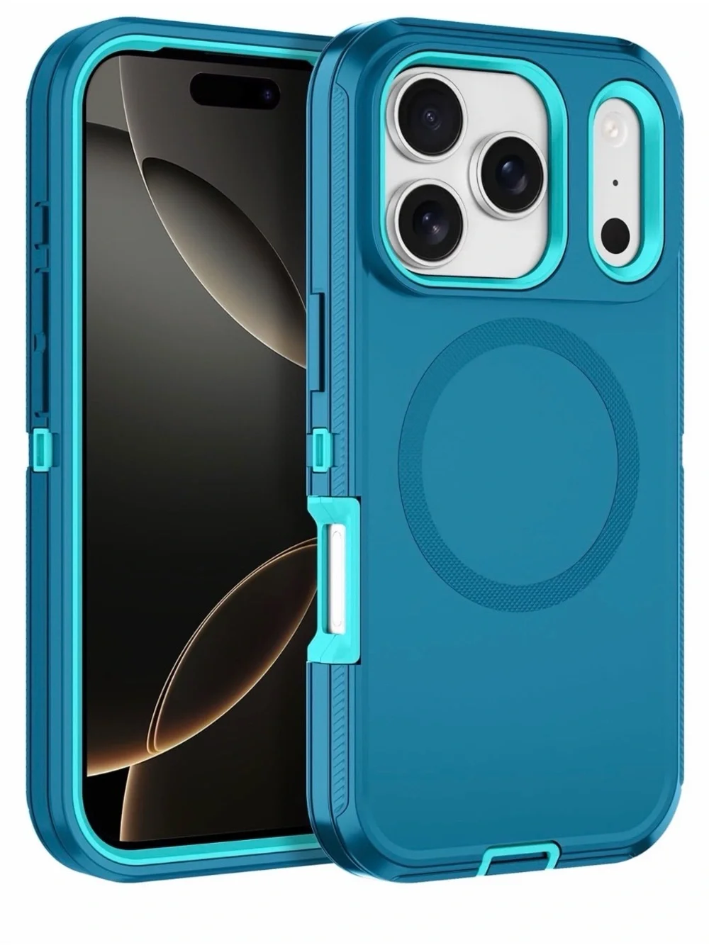 Rugged Magnetic-Compatible Teal Phone Case for iPhone 17 Pro Max
